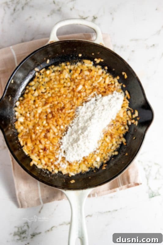 Zesty Lemon Chicken Dinner in 30 Minutes 9 Adding Flour to Aromatics