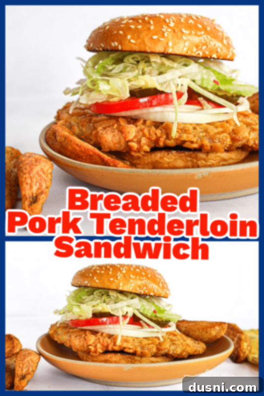 Tenderloin Crunchwich 14 Finished Breaded Pork Tenderloin Sandwich with an 'An Affair from the Heart' branding.