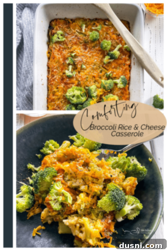 Cheesy Broccoli Rice Comfort Bake 11 Collage image of broccoli rice and cheese casserole