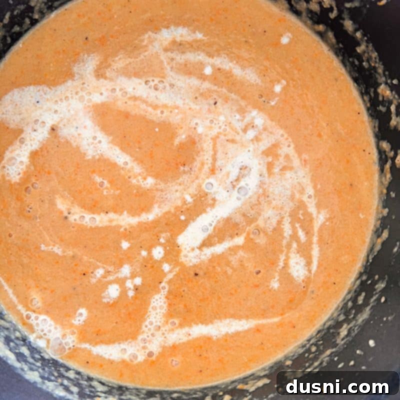 Alsatian Choucroute Soup 14 Stirring cream into the pureed French Sauerkraut Soup.