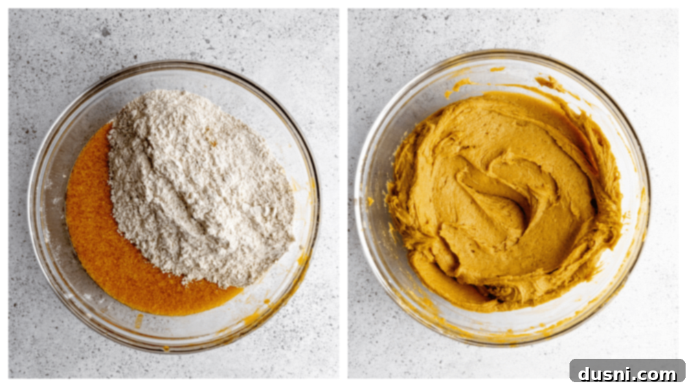 Dry ingredients whisked in a bowl