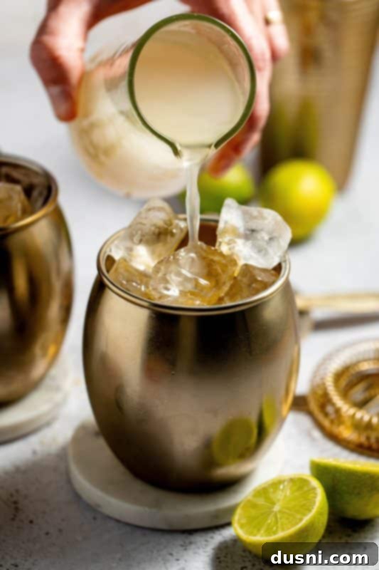 Step 9: Top the cocktail with ginger beer.