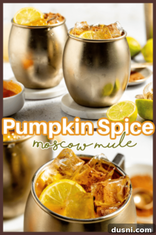 A festive Pumpkin Spice Moscow Mule, ready to be enjoyed.