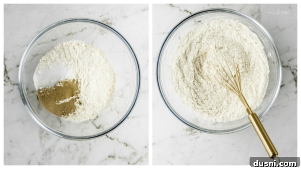 Step 1: Combining dry ingredients for focaccia dough