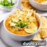 Zesty Mexican Leftover Turkey Soup 18 Overhead of Mexican Style Leftover Turkey Soup in a white bowl