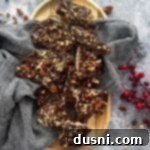 Close up of Toffee pieces on a gray napkin