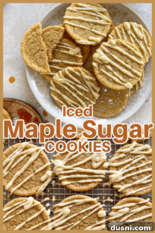 Overhead shot of a full plate of Iced Maple Sugar Cookies, ready to serve