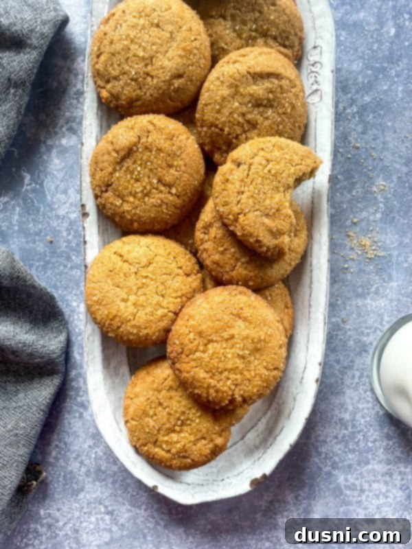 Chewy Brown Sugar Delights 2 Two soft and chewy brown sugar cookies stacked on a white plate, showcasing their golden-brown edges and soft centers.