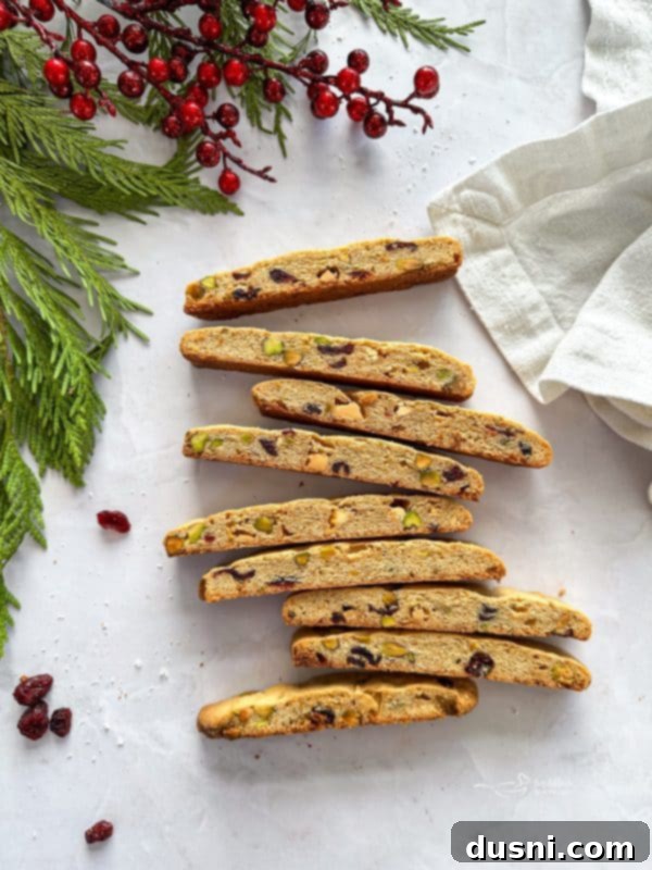 Holiday Biscotti on a platter, ready for serving.