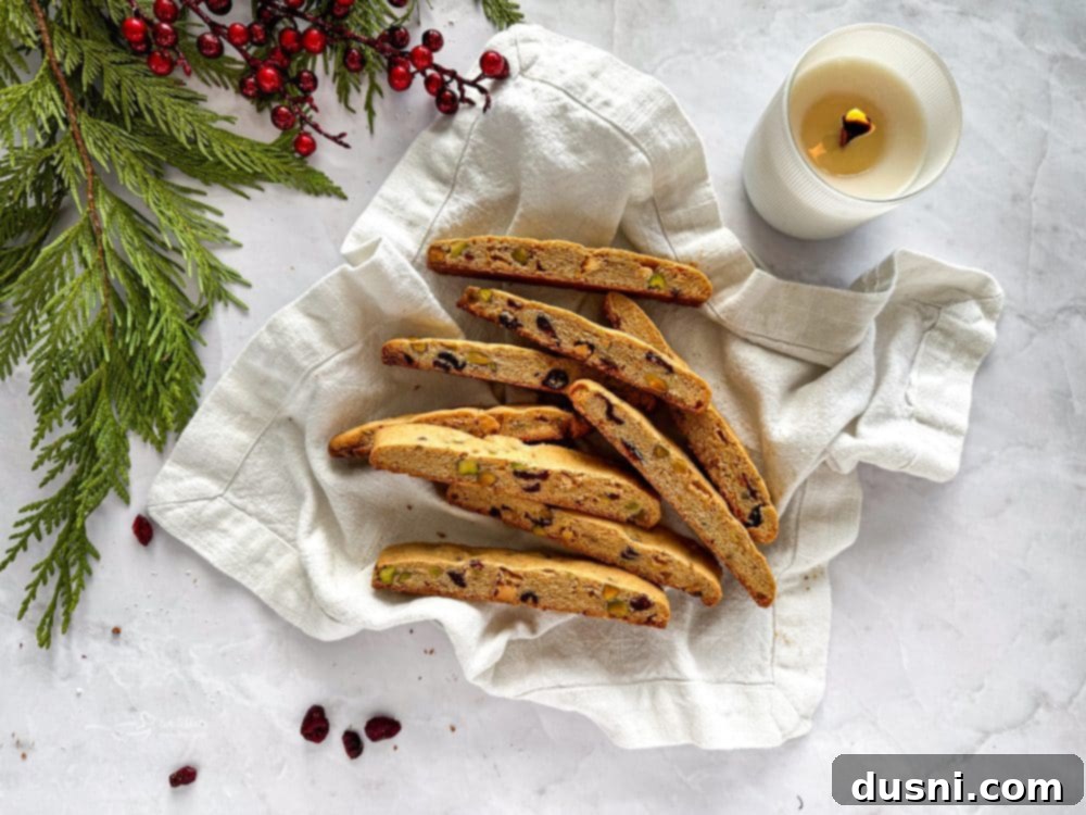 Biscotti arranged on a white serving dish.