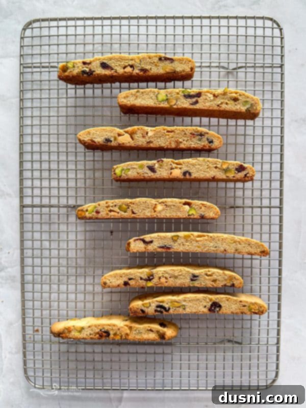 Biscotti slices being toasted for the second bake.