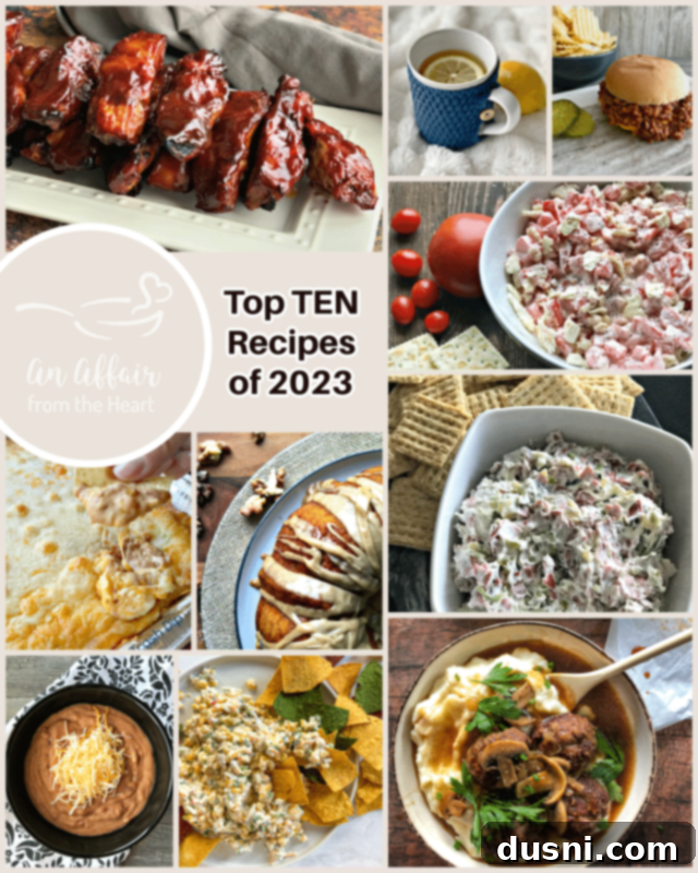 The 10 Best Recipes of 2023 2 Graphic announcing the Top 10 Recipes of 2023 from An Affair from the Heart