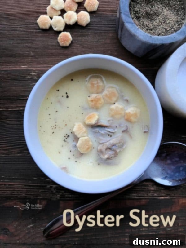 Velvety Oyster Stew 14 A large pot of creamy oyster stew, ready to be served and enjoyed by family and friends.