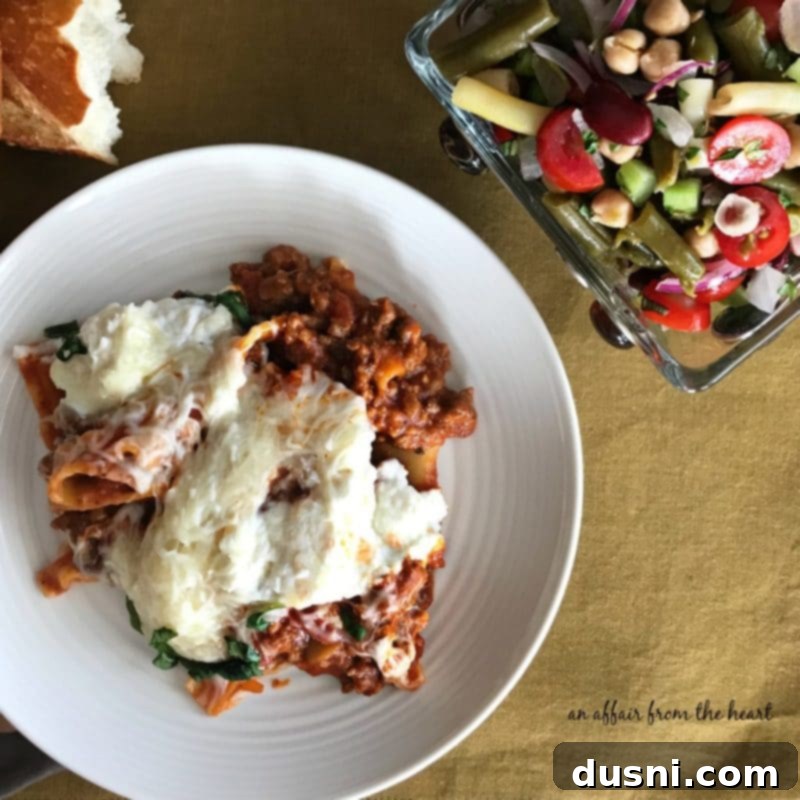 Vibrant Italian Bean Salad 8 Skillet Lasagna served with a side of Italian Bean Salad