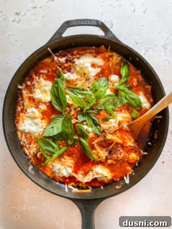 Close-up of ingredients in a skillet before cooking