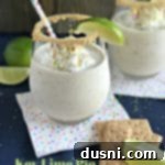 Zesty Key Lime Delight 12 Side view of 2 Smoothies with text "Key Lime Pie Smoothie"