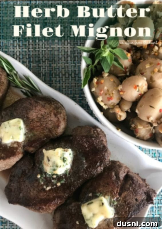 Gourmet Herb Butter Filet Mignon 10 A beautifully plated Herb Butter Filet Mignon, showcasing its perfect sear and tender interior.