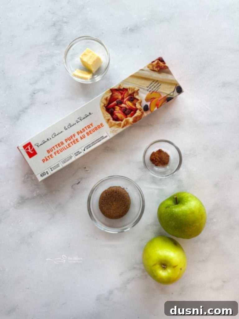 Ingredients for Apple Dumplings with Spiced Rum Caramel Sauce