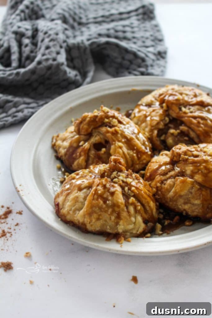 Baked Apple Dumplings with Caramel Sauce and Ice Cream