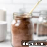 Cozy Homemade Cocoa Blend 17 Hot cocoa mix in a mason jar, illustrating the homemade recipe.