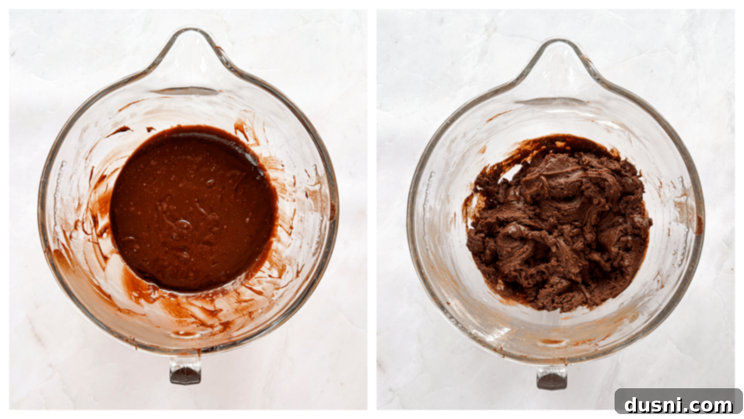 Mint Chocolate Cookie Delights 8 Second step of the recipe: Adding eggs one by one to the chocolate mixture in a stand mixer.