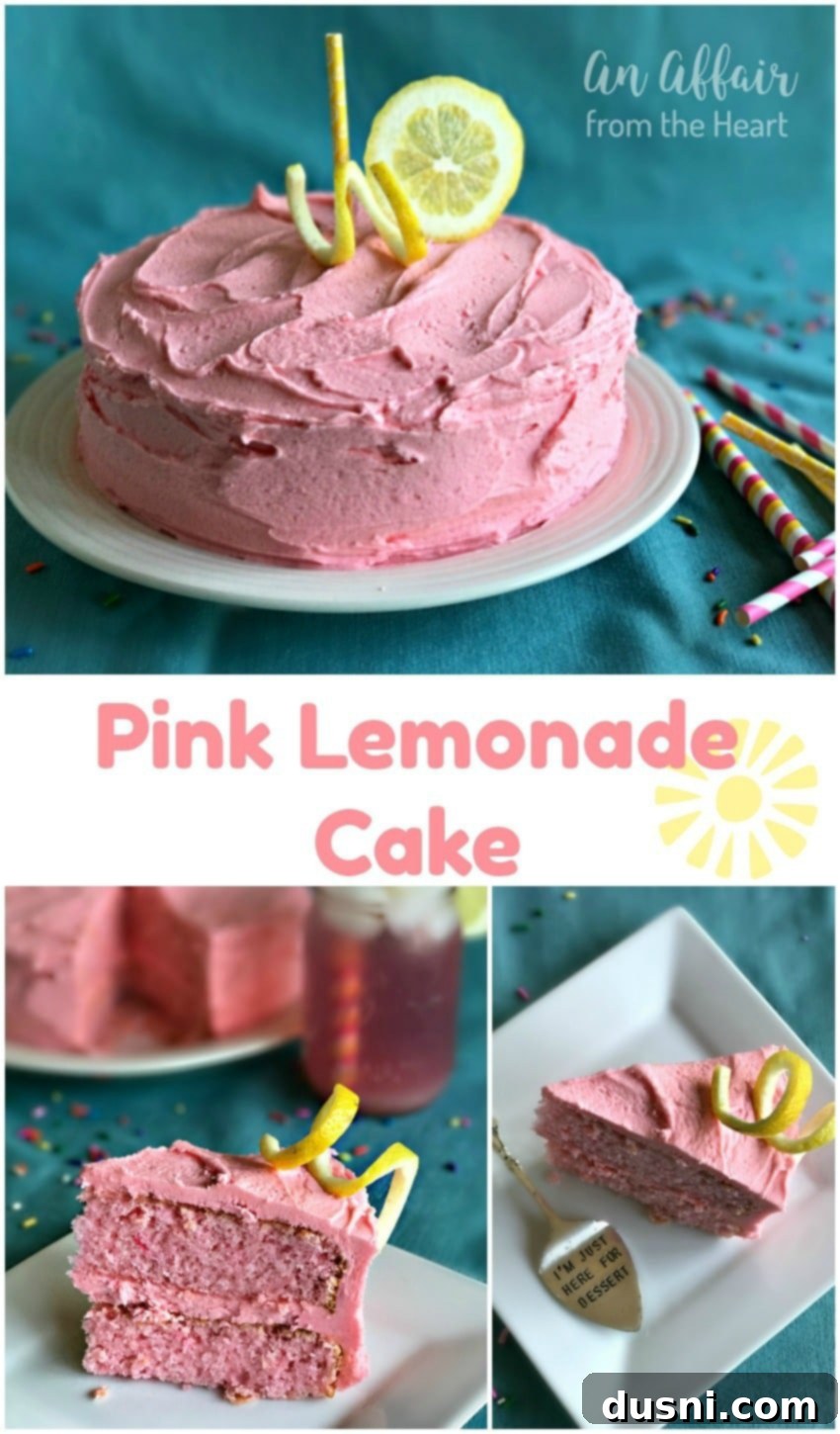 Blush Citrus Dream 3 Full Pink Lemonade Cake with lemon slices and mint garnish