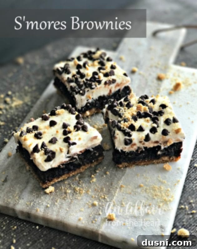 S'mores Brownies - a hero shot of the beautiful brownies