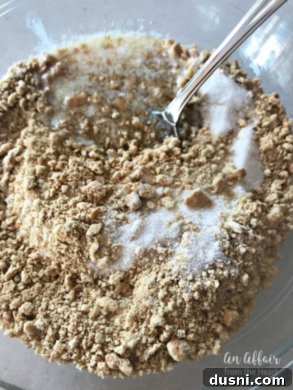 S'mores Brownies prep - showing the graham cracker crumbs