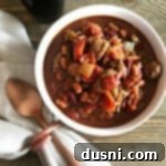 Oktoberfest Beer Chili 9 overhead of Oktoberfest Chili in a white bowl