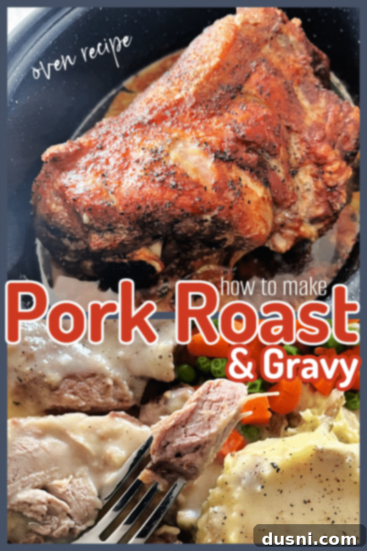 Pork Roast and Gravy with the blog's logo