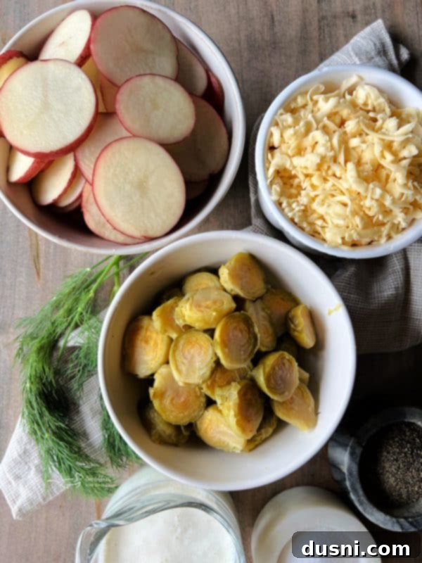 Potatoes boiling for Brussels Sprouts and Potatoes Au Gratin
