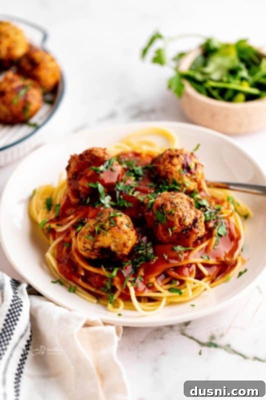 Crispy Air Fryer Turkey Meatballs 3 Close-up of a bowl of Air Fryer Turkey Meatballs.