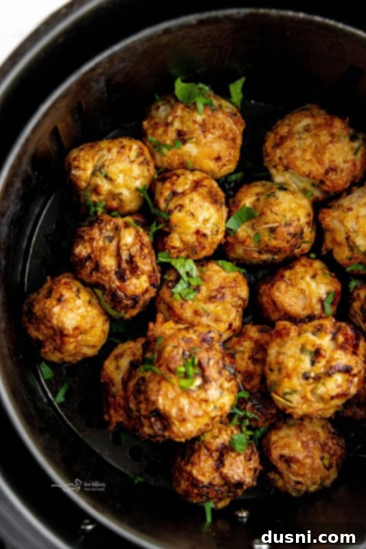 Crispy Air Fryer Turkey Meatballs 4 Raw ingredients for Air Fryer Turkey Meatballs in a bowl before mixing.