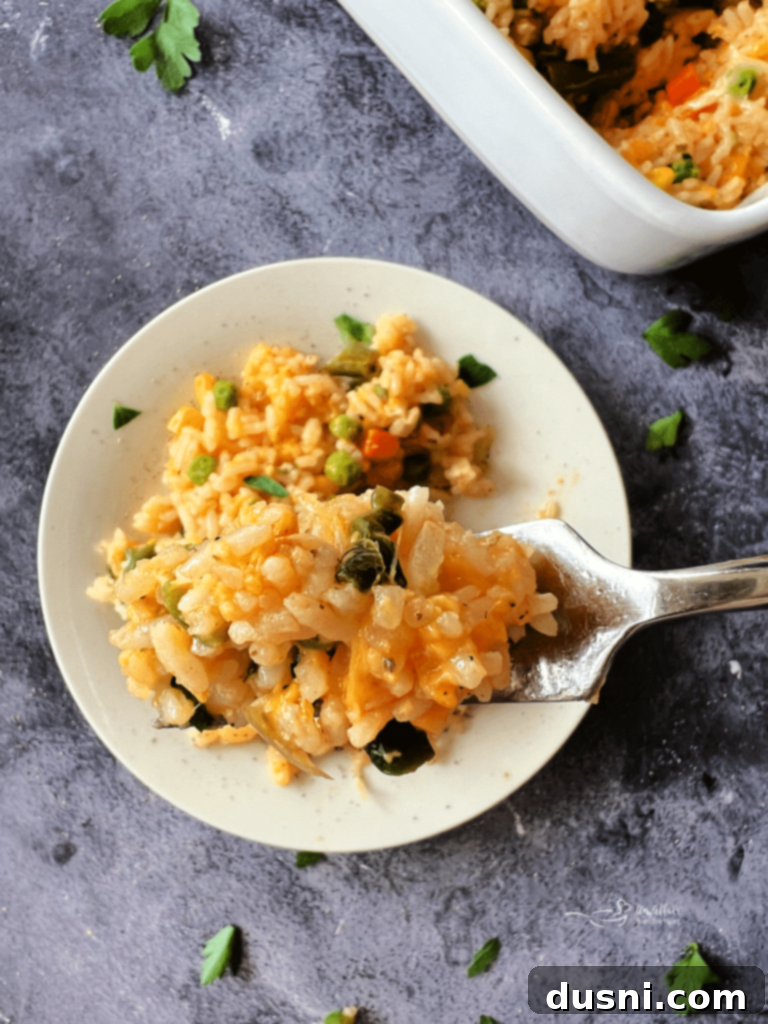 Dorothy's Golden Cheesy Vegetable Rice Bake 14 A Pinterest-friendly image for Cheesy Vegetable Rice Bake.
