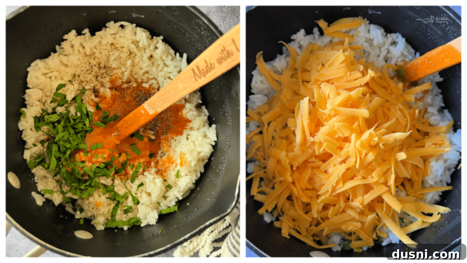 Dorothy's Golden Cheesy Vegetable Rice Bake 10 Fresh parsley, salt, pepper, and cheddar cheese added to the rice mixture.