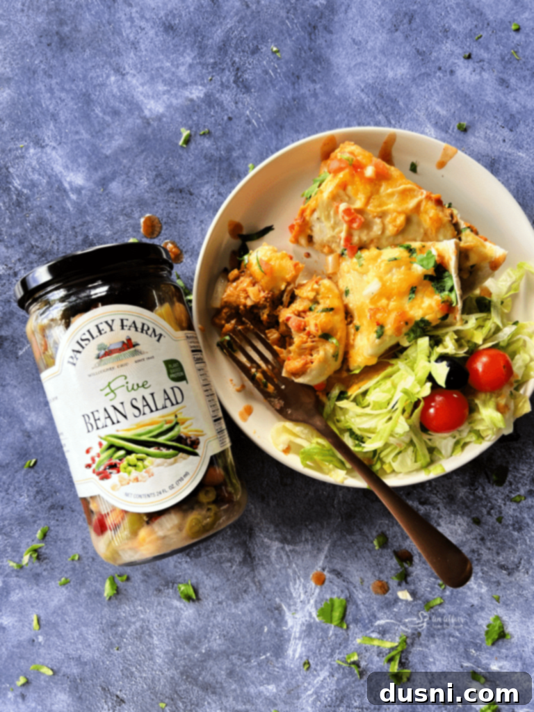 Five Bean and Cheese Enchiladas, fresh out of the oven