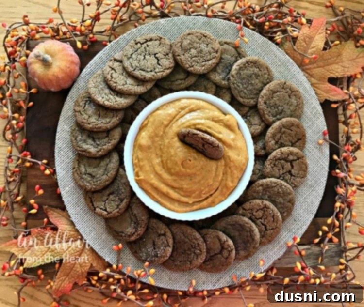 Warm Spiced Cookies with Creamy Pumpkin Dip 4 Spice Cookies with Pumpkin Dip served in a festive setting