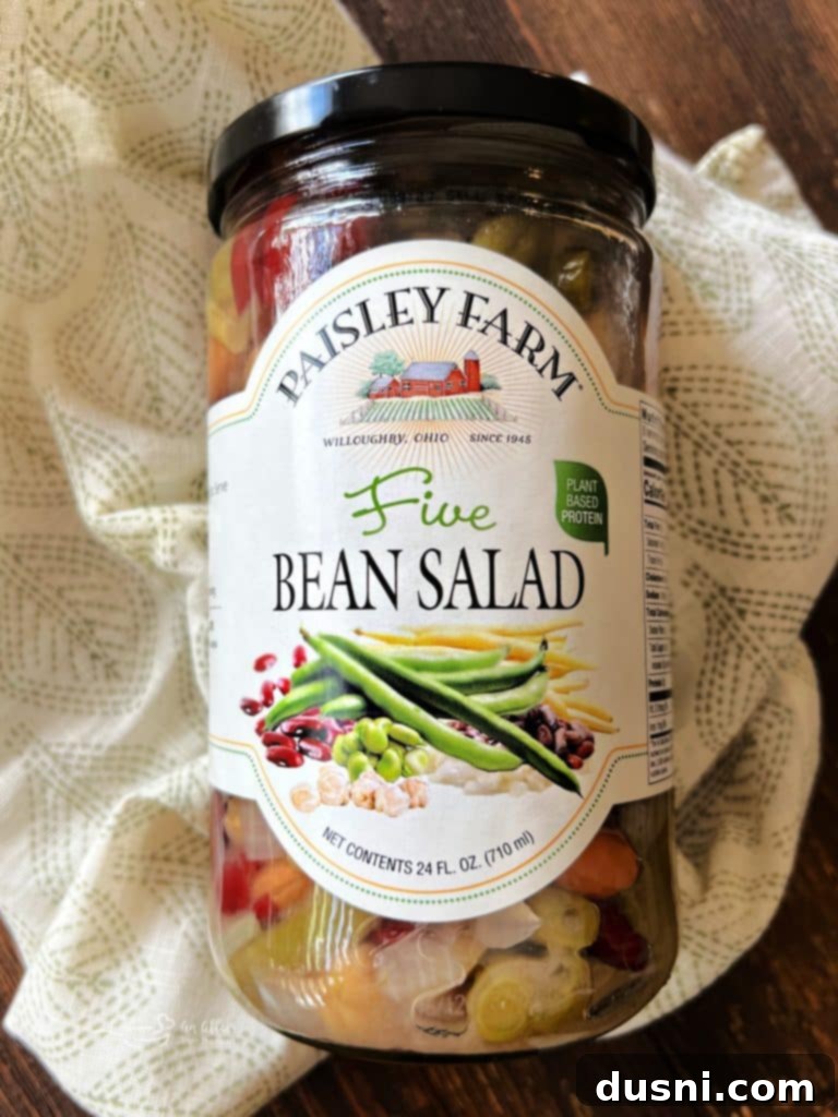 Paisley Farm Five Bean Salad in a bowl.