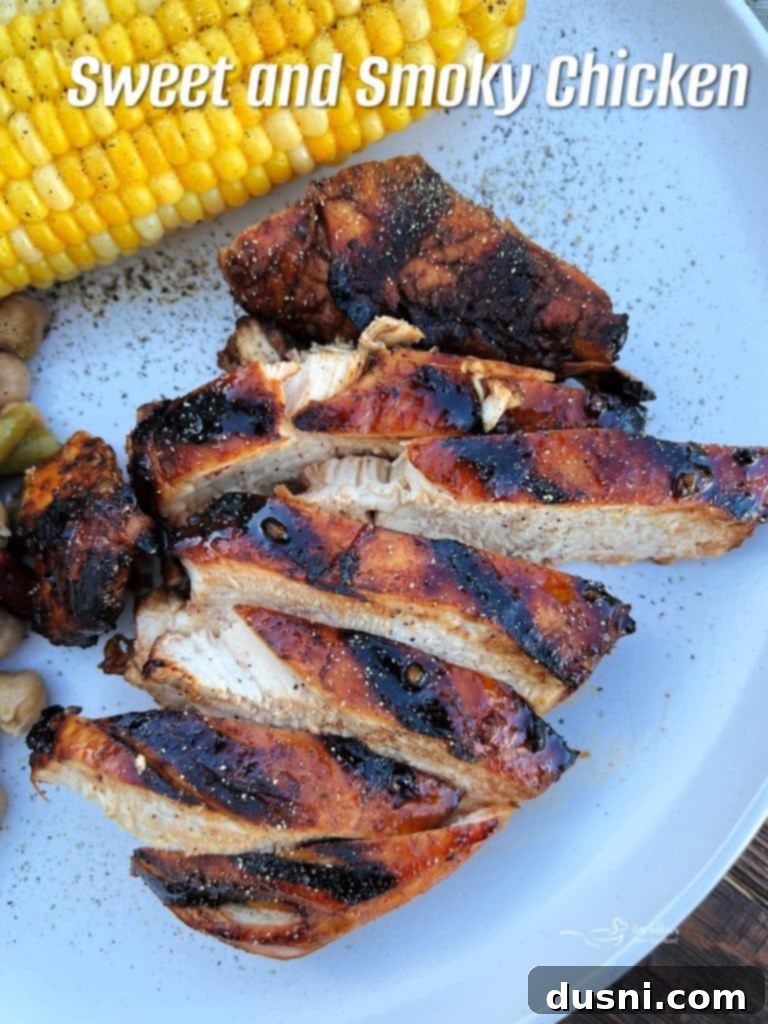 Sweet and Smoky Chicken Hero shot on a plate.