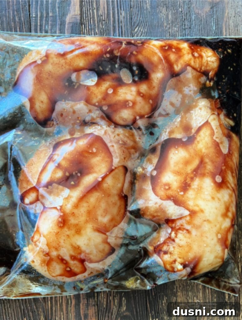 Marinating chicken in a ziplock bag.
