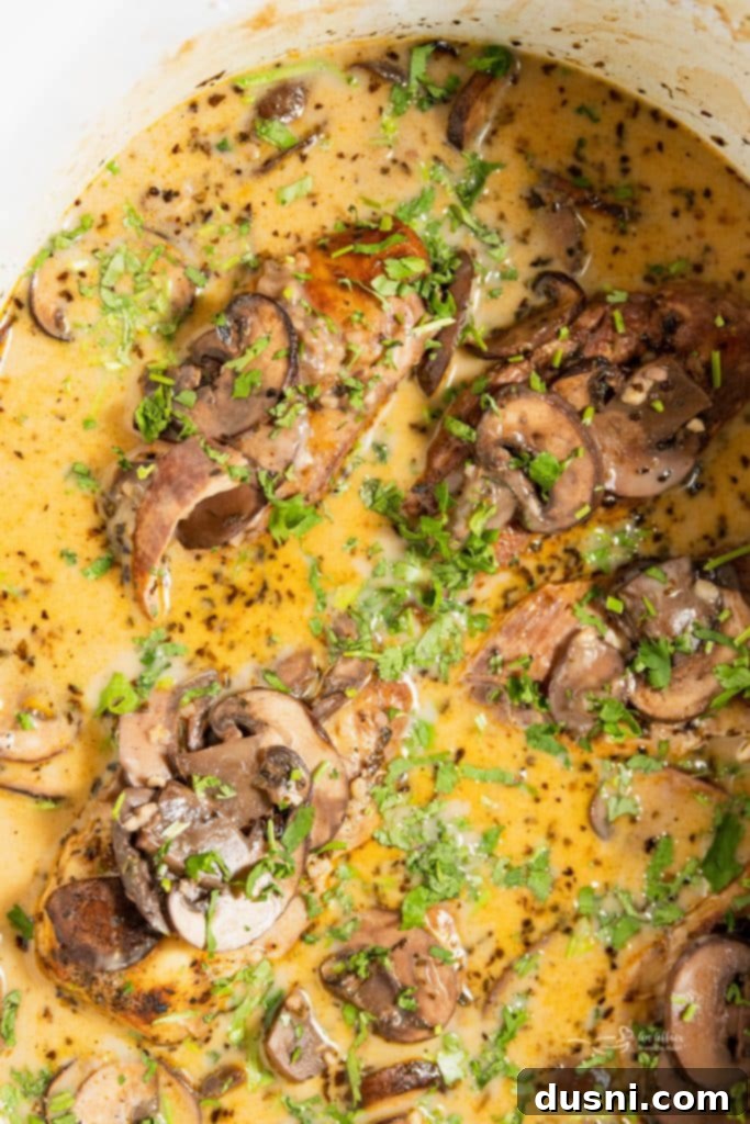 Effortless Slow Cooker Chicken Marsala 11 Crock Pot Chicken Marsala garnished with fresh parsley