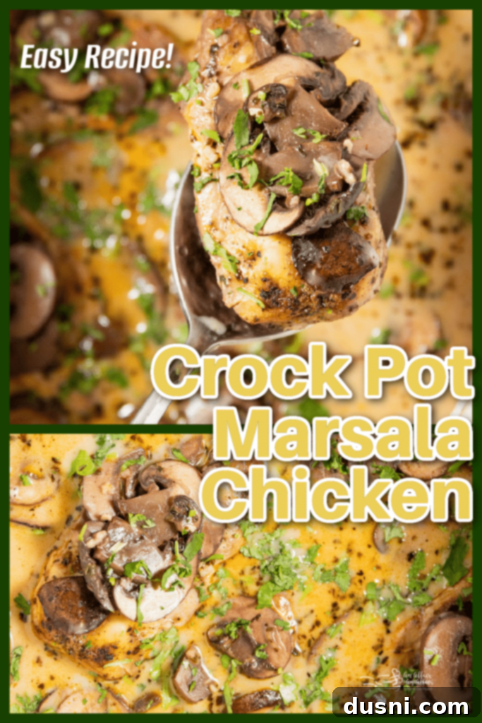 Effortless Slow Cooker Chicken Marsala 12 Close up of a bowl of Crock Pot Chicken Marsala