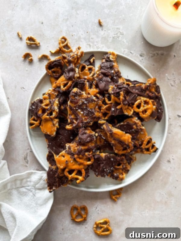 Sweet Salty Chocolate Pretzel Delight 2 Delicious Salted Caramel Chocolate Pretzel Bars on a platter