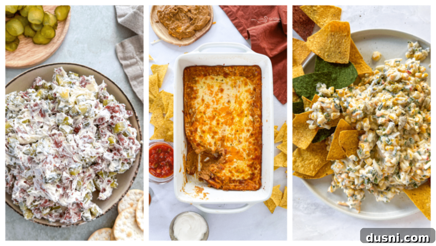 Irresistible Dips for Every Occasion 3 A collage featuring the top three most popular dip recipes from An Affair from the Heart.