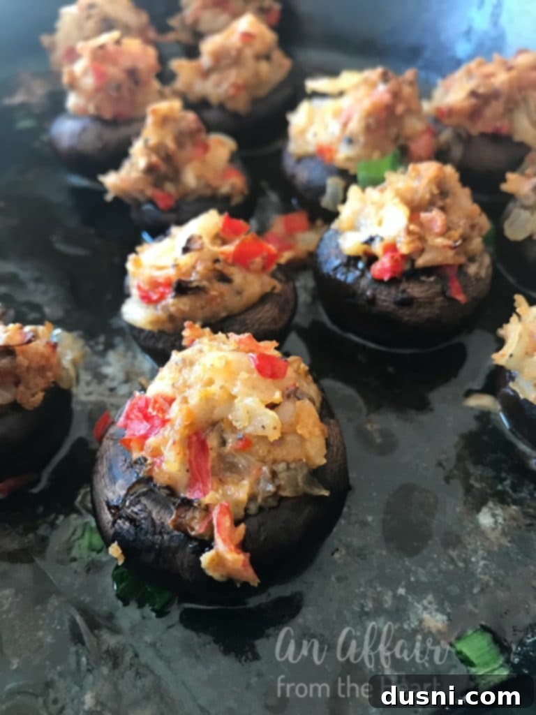 Creamy Surimi Stuffed Mushrooms 2 Delicious Surimi Seafood Stuffed Mushrooms, baked and ready to serve