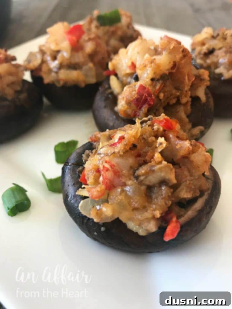 Creamy Surimi Stuffed Mushrooms 6 Pile of stuffed mushrooms ready to be cooked