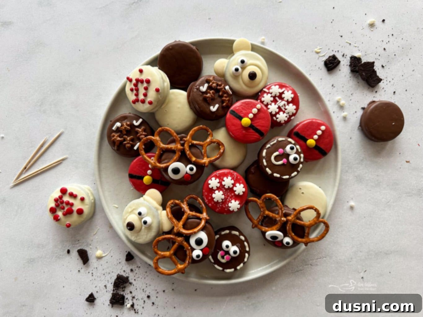 A festive image prompting readers to pin the Christmas Oreo recipe to Pinterest.