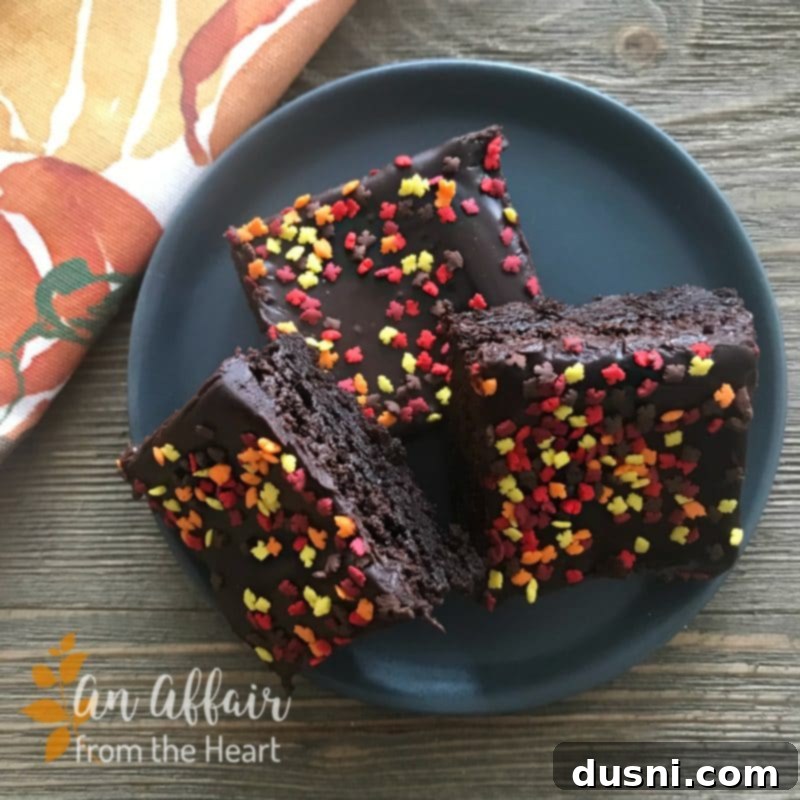 Chocolate Ganache Brownies decorated with fall sprinkles