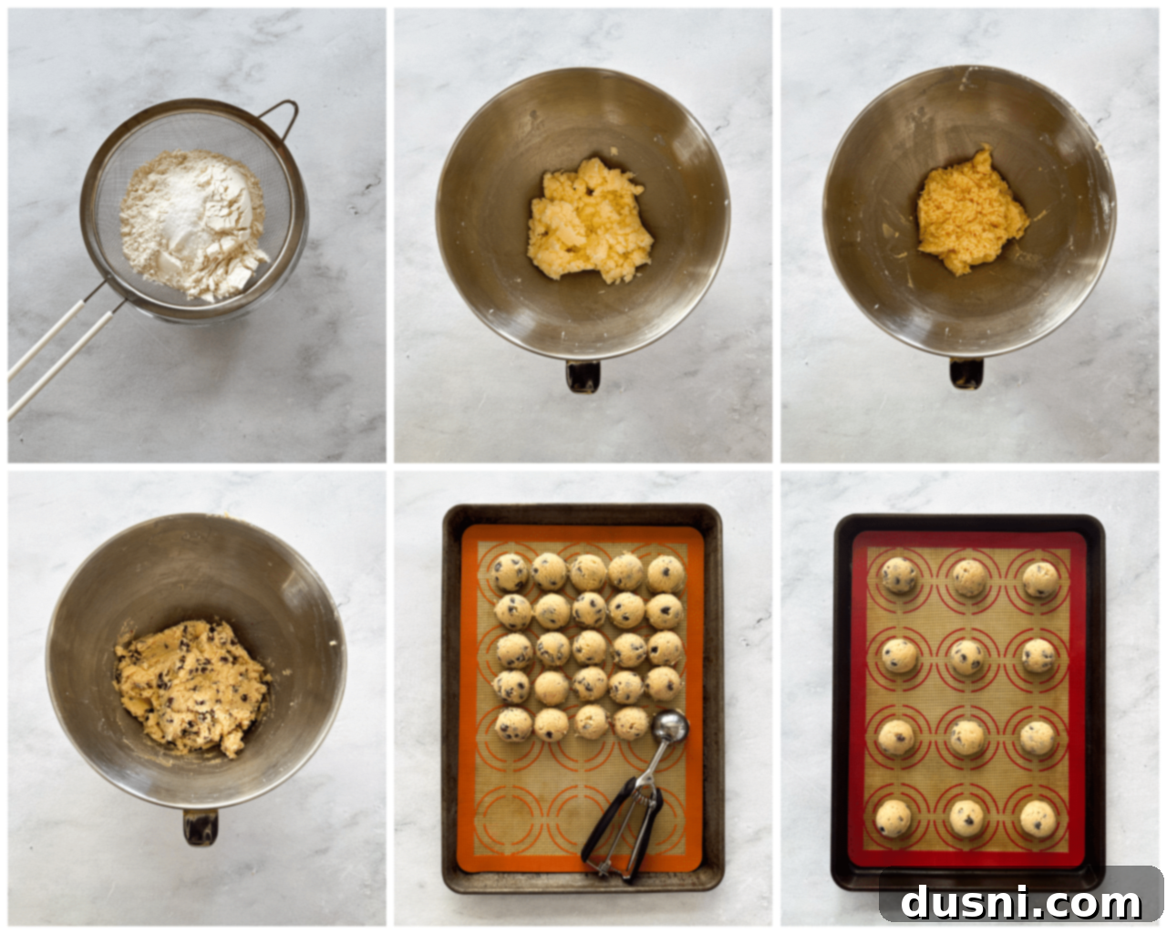 Soft & Chewy Chocolate Chip Sugar Cookies 7 Step-by-step image showing cookie dough being mixed