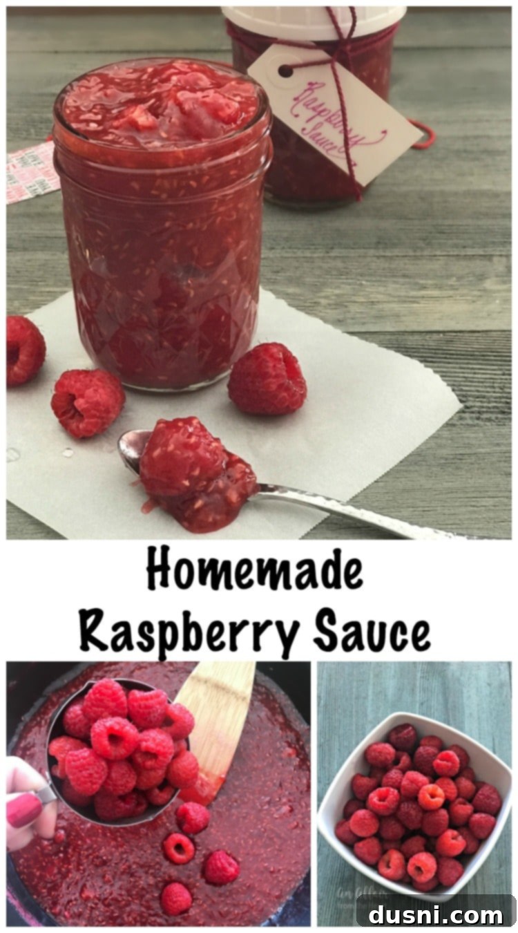 Homemade Raspberry Sauce in a Glass Jar